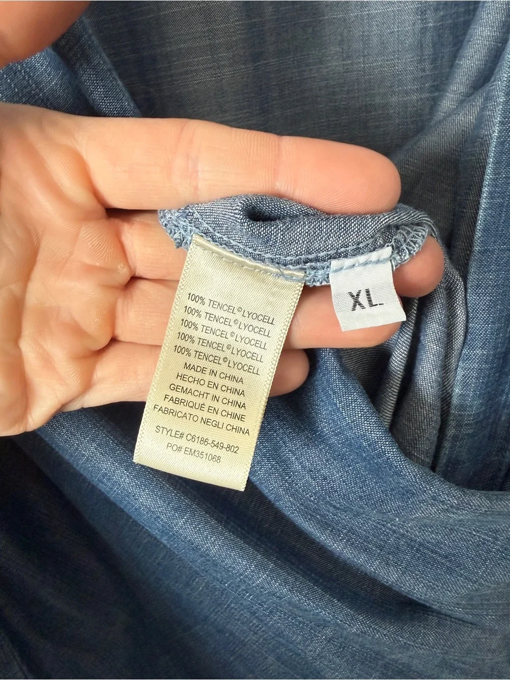 Anthropologie Cloth & Stone Chambray Tencel Jumpsuit XL Coastal Summer Wide Leg - Picture 5 of 5